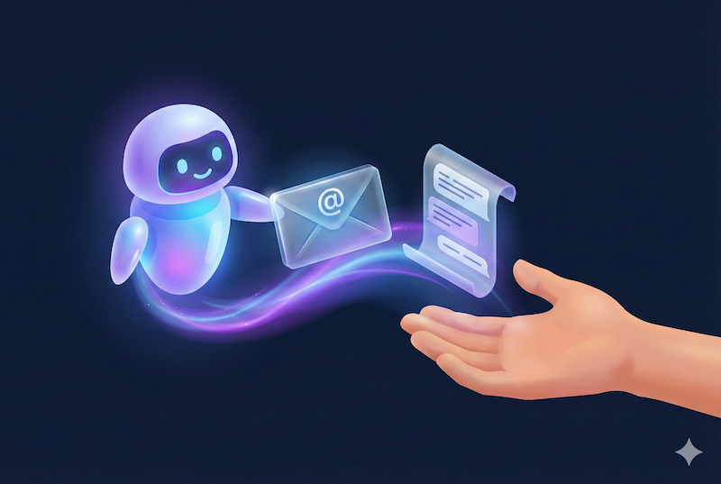 AI assistant gracefully handing off a lead with full conversation context to a human sales rep